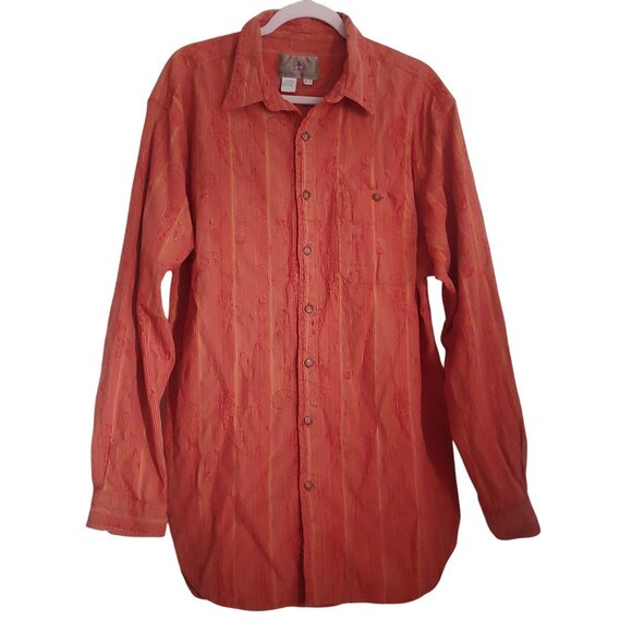 The Territory Ahead Rust/Gold Paisley Textured L-Sleeve Button Men's Shirt XL - Picture 1 of 10